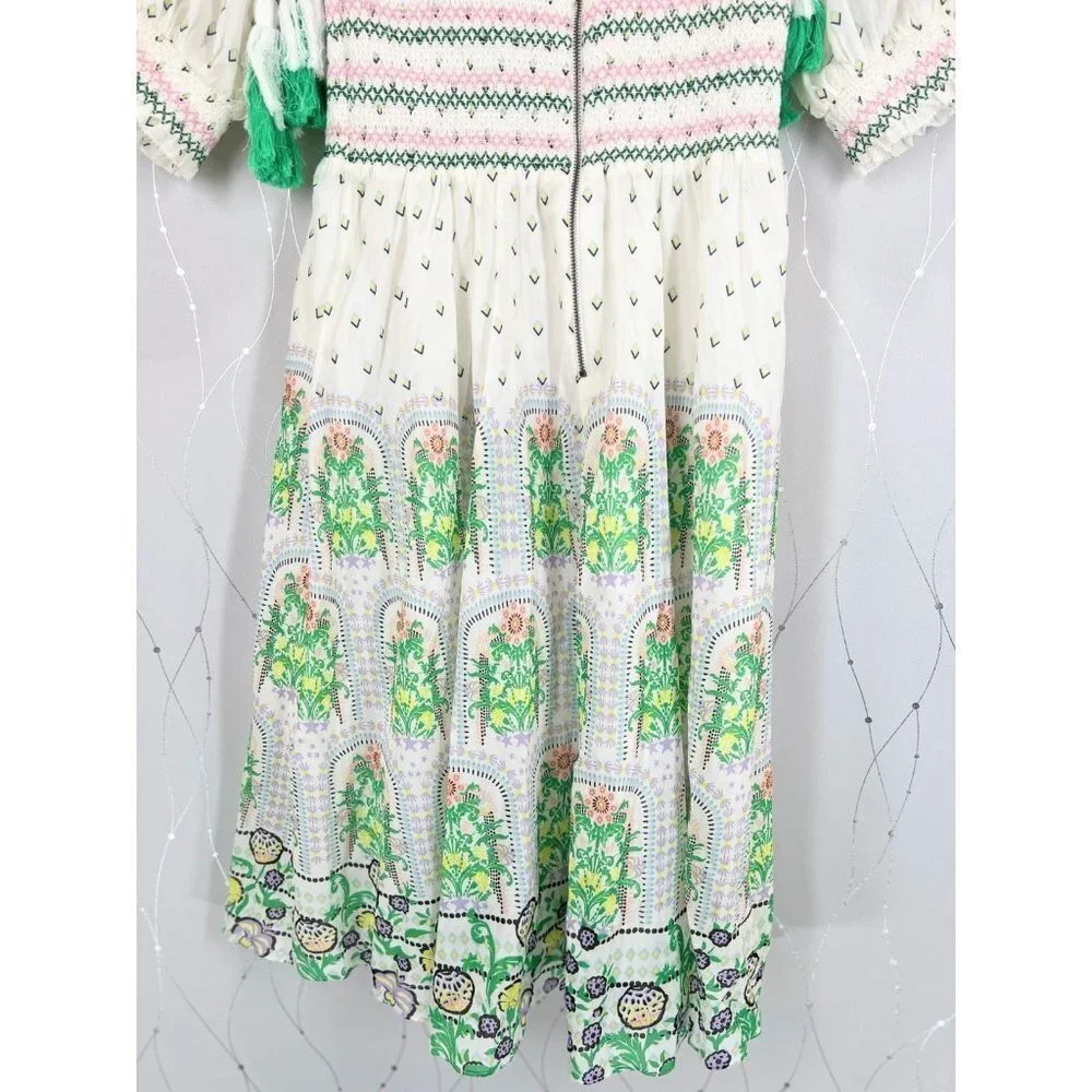 Alice + Olivia Sun Valley Trellis Multi White Green Dress $660 - Picture 10 of 14